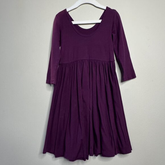 ALICE + AMES Girls Purple Ballet Dress Girls 5 Blackberry Long Sleeve Twirl - Picture 2 of 5